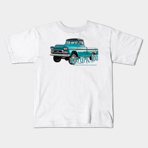 1958 GMC 100 Pickup Truck with NAPCO Four Wheel Drive Conversion Kids T-Shirt by Gestalt Imagery